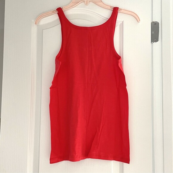 J. Crew Red Organic Slub Basic Tank Size Medium NWT - Picture 3 of 3